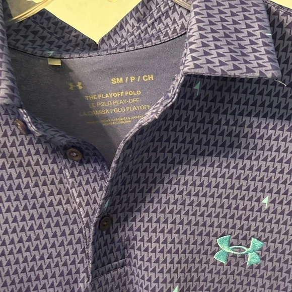 Under Armour Men's Blue Patterned Polo Shirt - Picture 2 of 3